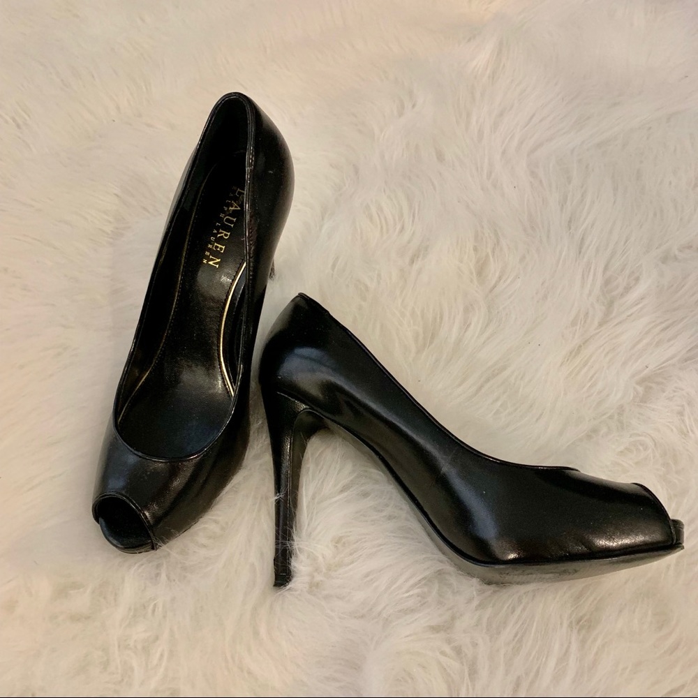 Black Ralph Lauren Peep Toe Pumps